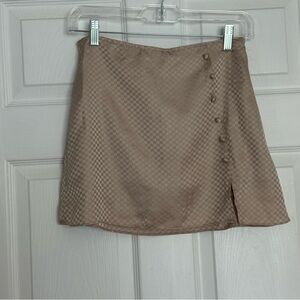 HYFVE Tan Checkered A-Line Mini Skirt with Slit Size Small